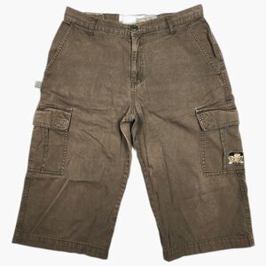 Buggirl RARE Y2K Rave 90s Vintage Longline Baggy Cargo Shorts Gray Size 9 Junior